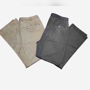 Peter Millar Lot Of 2 Tan and‎ Brownish  Chinos Classic Style Flat Front Size 36